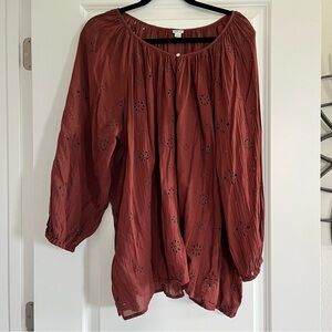 Aerie Oversized Eyelet Peasant Blouse